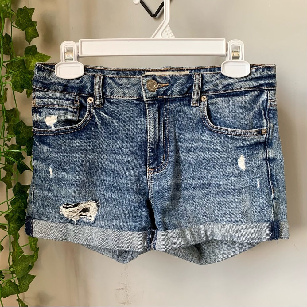 Garage Girlfriend Distressed Blue Jean Shorts